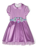 Abito per bambina Colorichiari viola a fiori con dettagli in tulle – Accessorio premium elegante