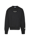 Felpa per bambino MSGM Kids nero con stampa logo e applicazione sulla manica – Accessorio premium elegante