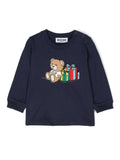 T-shirt per neonati Moschino Kids blu con stampa Teddy Bear – Accessorio premium elegante