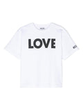 T-shirt per bambina Moschino Kids bianco con scritta Love – Accessorio premium elegante