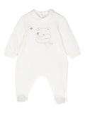 Pigiama con ricamo Teddy Bear per neonato Il Gufo bianco con applicazione fiore sul davanti – Accessorio premium elegante