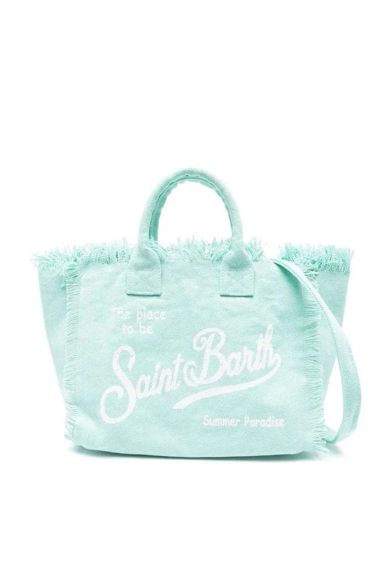 Borsa Vanity in canvas acqua