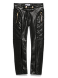 Pantaloni in finta pelle per bambina Moschino Kids nero con taglio sottile – Accessorio premium elegante