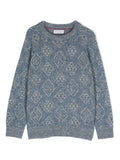 Maglione fantasia per bambino Brunello Cucinelli Kids blu con motivo all-over – Accessorio premium elegante