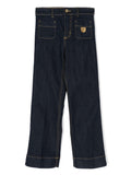 Jeans con placca logo per bambina Elisabetta Franchi La Mia Bambina blu con cuciture a contrasto – Accessorio premium elegante