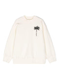 Felpa con stampa per bambino Palm Angels Kids bianco con girocollo – Accessorio premium elegante