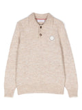 Maglione con applicazione per bambino Brunello Cucinelli Kids beige con orlo dritto – Accessorio premium elegante