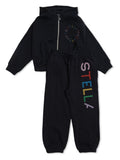 Tuta sportiva con ricamo per bambina Stella McCartney Kids nera con trama jersey – Accessorio premium elegante