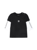 T-shirt per neonati Givenchy Kids nero con stampa 4G e logo sulla manica – Accessorio premium elegante