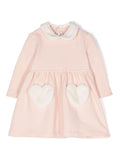 Abito rosa per neonata con applicazione in pelliccia sul davanti Il Gufo – Accessorio premium elegante
