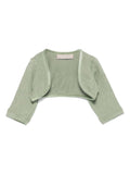 Cardigan con bordo in velluto per neonato La Stupenderia verde con design crop – Accessorio premium elegante