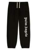 Pantaloni sportivi con stampa per bambino Palm Angels Kids nero con orli a coste – Accessorio premium elegante