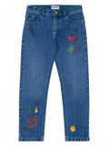 Jeans per bambino Moschino Kids in denim con stampa Teddy Bear – Accessorio premium elegante