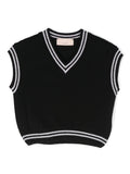 Maglione smanicato per bambina Elisabetta Franchi La Mia Bambina nero con scollo a V – Accessorio premium elegante