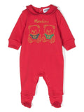 Pigiama per neonati Moschino Kids rosso con stampa Teddy Bear – Accessorio premium elegante