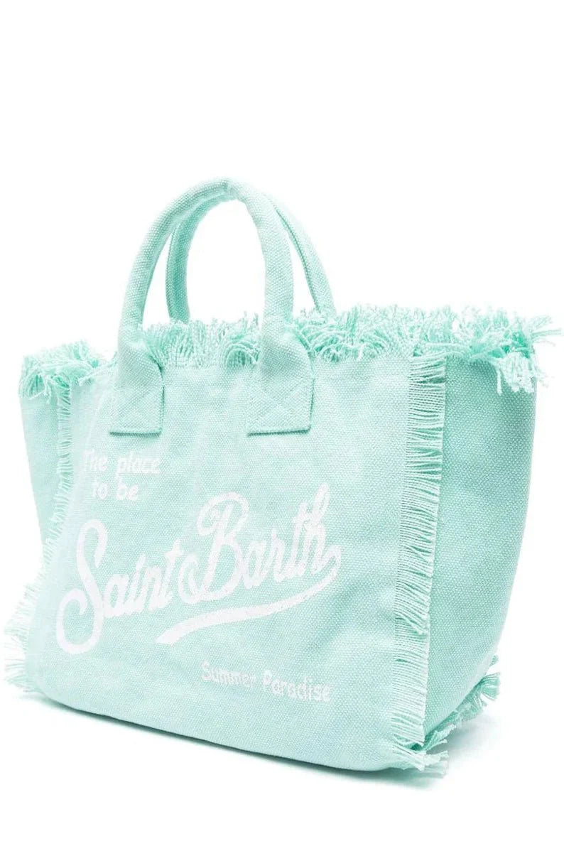 Borsa Vanity in canvas acqua