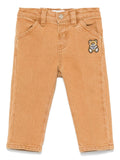 Jeans Leo Teddy per neonato Moschino Kids beige con passanti per cintura – Accessorio premium elegante