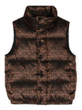 Gilet per bambino Moschino Kids marrone con logo jacquard – Accessorio premium elegante
