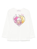 T-shirt per bambina Monnalisa x Barbie bianca con motivo a cuore – Accessorio premium elegante