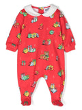 Pigiama per neonati Moschino Kids rosso con stampa Teddy Bear – Accessorio premium elegante