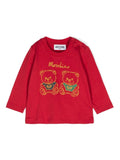 T-shirt per neonati Moschino Kids rosso con stampa Teddy Bear – Accessorio premium elegante