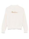 Maglione per bambina Moschino Kids bianco con ricamo logo in oro – Accessorio premium elegante