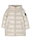 Piumino per bambina Save The Duck Kids bianco con finitura lucida – Accessorio premium elegante