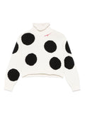 Maglione per bambina MSGM Kids bianco con pois neri e logo ricamato – Accessorio premium elegante