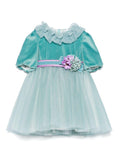 Abito per neonata Colorichiari azzurro a fiori con dettagli glitter – Accessorio premium elegante