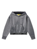 Felpa Bookish Logo Band crop per bambina Off-White Kids grigio con cappuccio – Accessorio premium elegante