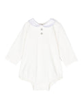 Body in cotone per neonata Paz Rodriguez bianco con cuciture decorative – Accessorio premium elegante