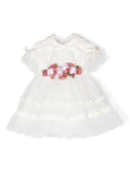 Abito per neonata Colorichiari bianco con applicazione a fiori – Accessorio premium elegante