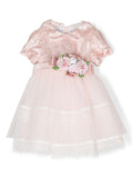 Abito per neonata Colorichiari rosa con applicazione a fiori – Accessorio premium elegante