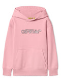 Felpa con cappuccio in cotone spesso Arrow per bambina Off-White Kids rosa con spalle scese – Accessorio premium elegante