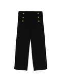Pantaloni dritti per bambina Moschino Kids nero con bottoni color oro – Accessorio premium elegante