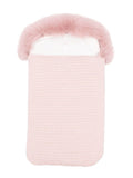 Sacco nanna per neonata Paz Rodriguez rosa con bordo in pelliccia – Accessorio premium elegante