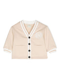 Cardigan con ricamo logo per neonata Fendi Kids beige con chiusura con bottoni – Accessorio premium elegante