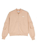 Bomber per bambino MSGM Kids beige con tasche sulle maniche – Accessorio premium elegante