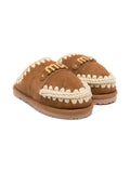 Ciabatte per bambina Mou Kids beige con rifiniture intrecciate – Accessorio premium elegante