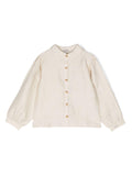 Camicia per bambina Donsje Ister beige con colletto con pettorina – Accessorio premium elegante