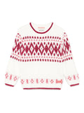 Maglione per bambina Scotch e soda fair isle bianco con decorazioni in cristallo – Accessorio premium elegante
