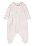 Pigiama con applicazione a fiori per neonata Monnalisa rosa con colletto Peter Pan – Accessorio premium elegante