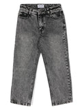 Jeans per bambina Moschino Kids grigio con ricamo logo sulla tasca posteriore – Accessorio premium elegante