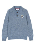 Maglione con applicazione per bambino Brunello Cucinelli Kids blu con rifinitura a coste – Accessorio premium elegante