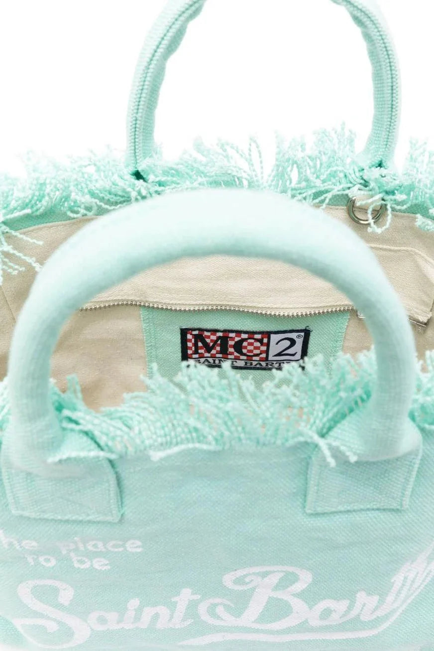 Borsa Vanity in canvas acqua