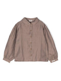 Camicia per bambina Donsje Ister marrone con colletto con pettorina – Accessorio premium elegante