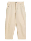 Pantaloni per bambino Brunello Cucinelli Kids beige con dettaglio a catena Monili – Accessorio premium elegante