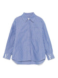 Camicia a righe per bambina Elisabetta Franchi La Mia Bambina blu con orlo curvo – Accessorio premium elegante