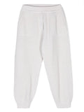 Pantaloni con fili metallici per bambina Brunello Cucinelli Kids beige con stile pull-on – Accessorio premium elegante