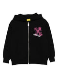 Felpa per bambina Off-White Kids nera con cappuccio stampa con logo effetto vernice spray – Accessorio premium elegante
